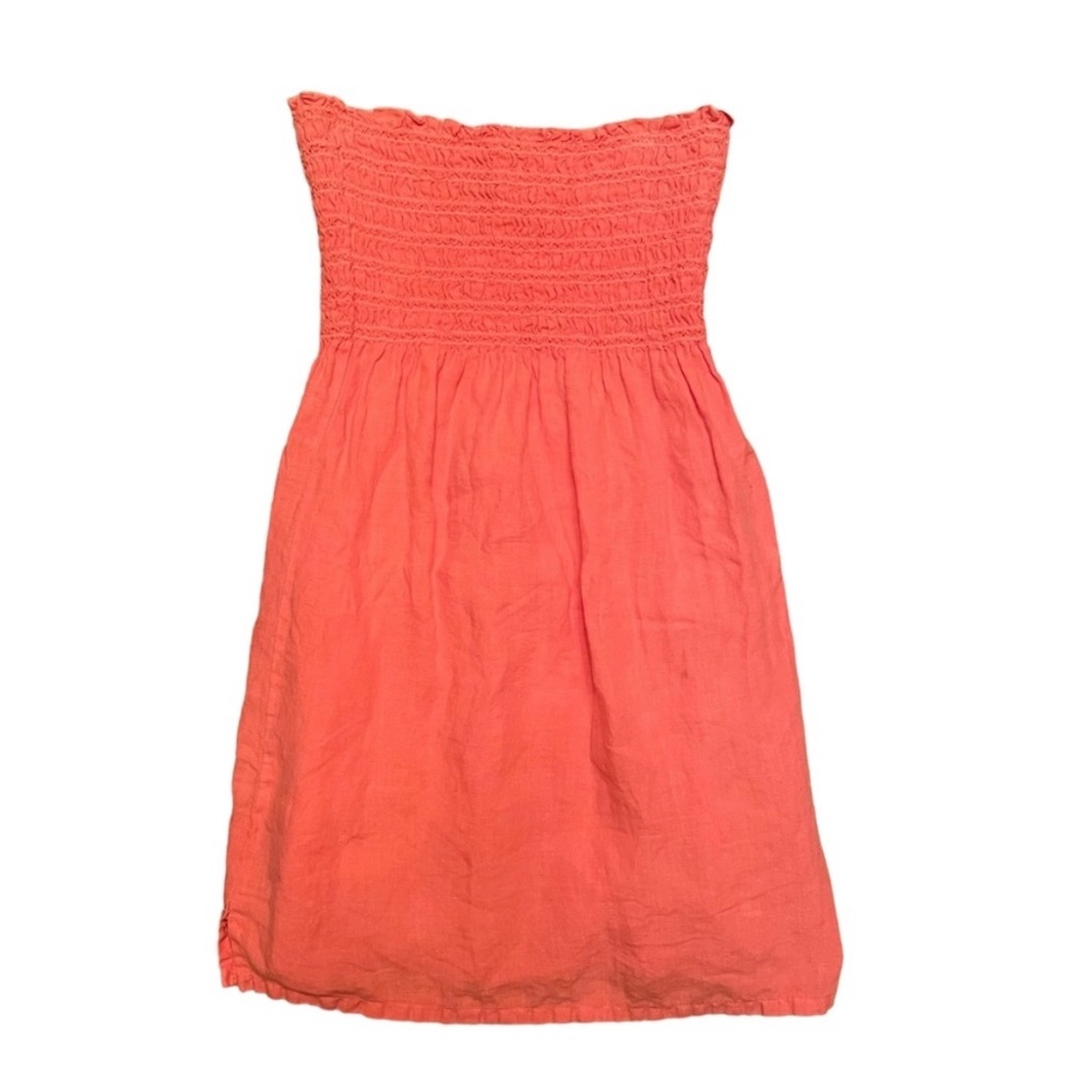 Juicy Couture - Y2K - Linen Strapless Dress - Bright Coral/Orange - Size L